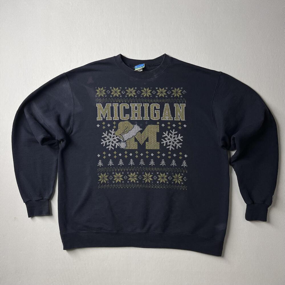Michigan Wolverines Sweatshirt Mens XL Blue NCAA Football Champion Christmas